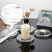 Goodern Clear Glass Candle Plates,5PCS Round Pillar Candle Holders 10CM Glass Candle Tray Glass Coaster Holder Small Round Plate Candle Tray Plates Candle Centerpiece for Dining Wedding Party Table