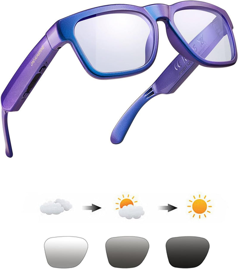 OhO sunshine OhO Bluetooth Sunglasses,Voice Control and Open Ear Style Smart Glasses Listen Music and Calls with Volume UP and Down,Bluetooth 5.0 Audio Glasses and IP44 Waterproof, unisex-adult