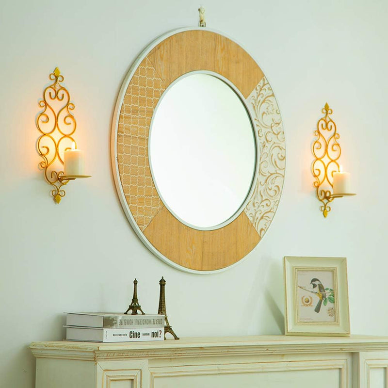 Sziqiqi Wall Candle Sconce Holder Set of 2 Hanging Wall Mounted Pillar Candle Sconces Holder, Wall Sconces Decor for Bedroom Dining Room Living Room Bathroom (Gold)
