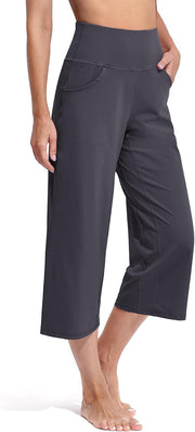 Women Yoga Pants Activewear Leggings Trousers with Pockets Stretch Loose Casual Wide Lounge Sweatpants Petite/Regular/Tall - Gray