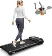 SKY LAND Walking Pad Treadmill for Home & Office Slim Under Desk Walking Treadmill with LED Display, Remote Control, Quiet Motor, Space-Saving Design - EM-1304 Bundle Walking Pad + Ab Roller