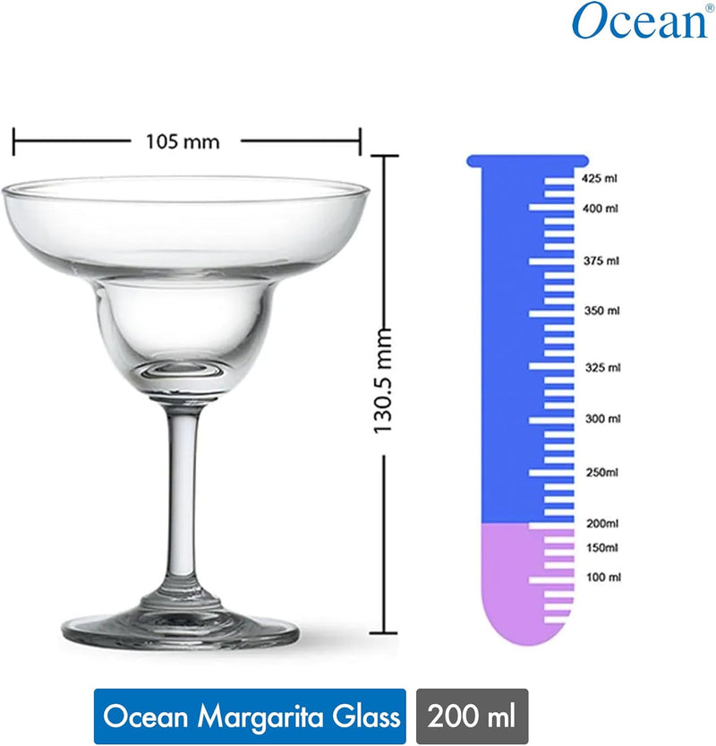 Ocean Classic Margarita Glass, 200Ml, Set Of 6, 501M07, Stemmed Martini Glass, Martini Vessel, Martini Chalice, Martini Snifter