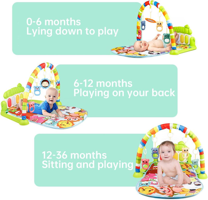 ECVV Baby Musical Gym & Crawling Mat Toy for Infants 3M+ Months with Height Ruler Color: Green