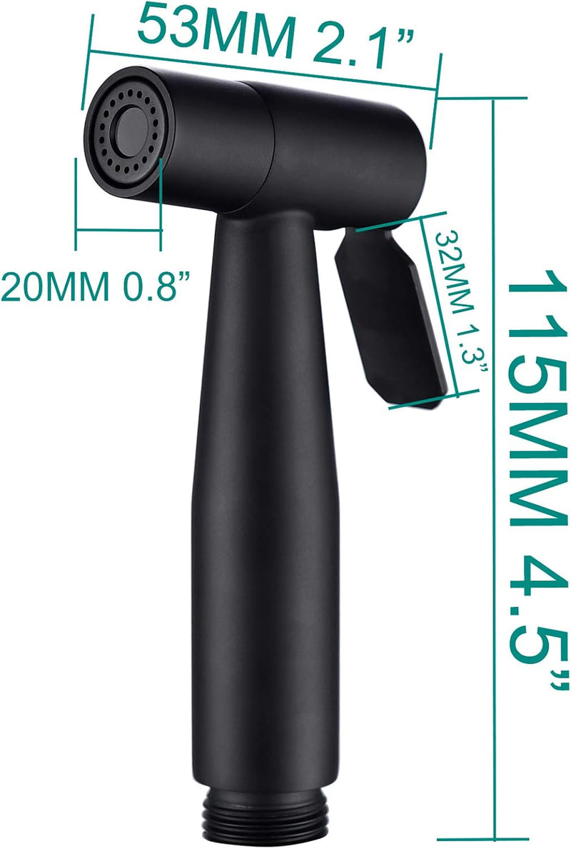 Tecmolog Cloth Diaper Sprayer Shattaf Stainless Steel Hand Held Sprayer Bathroom Black Bidet Sprayer Head for Toilet, WS024C
