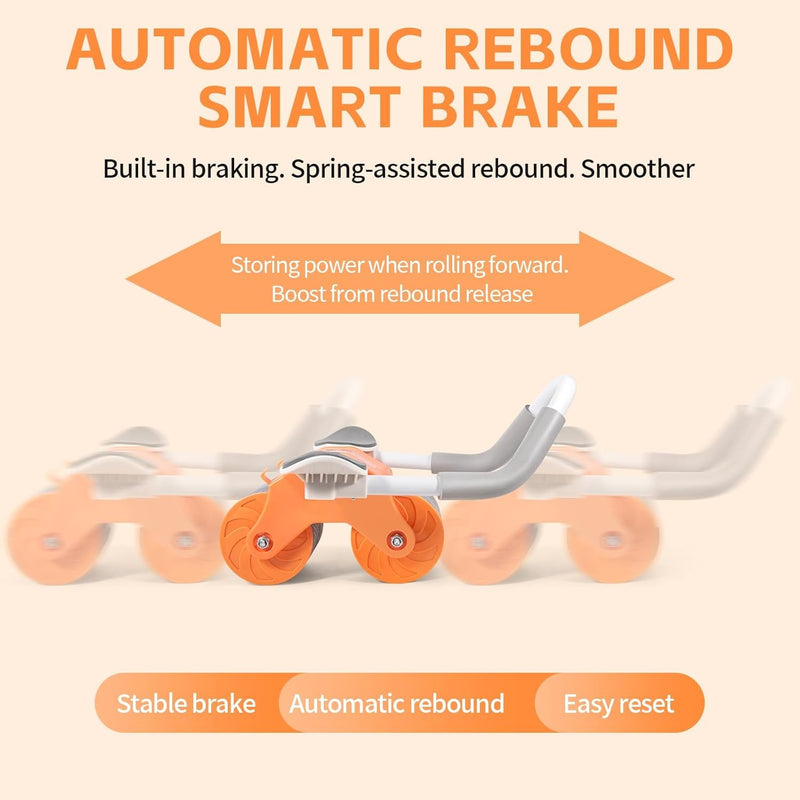 Automatic Rebound Ab Abdominal Exercise Roller Wheel - Core Strength Trainer, Ab Workout Equipment, Gym Home Fitness Equipment, Mute Roller, Dual Wheel Design, with Knee Mat for Abs, Core Workouts - Orange