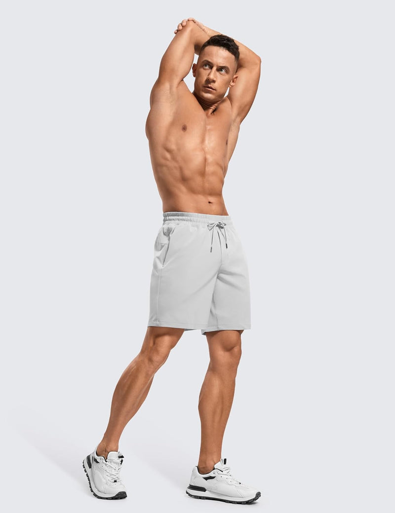 CRZ YOGA Men's Linerless Workout Shorts -9'' Quick Dry for Running Sports Athletic Gym with Pockets
