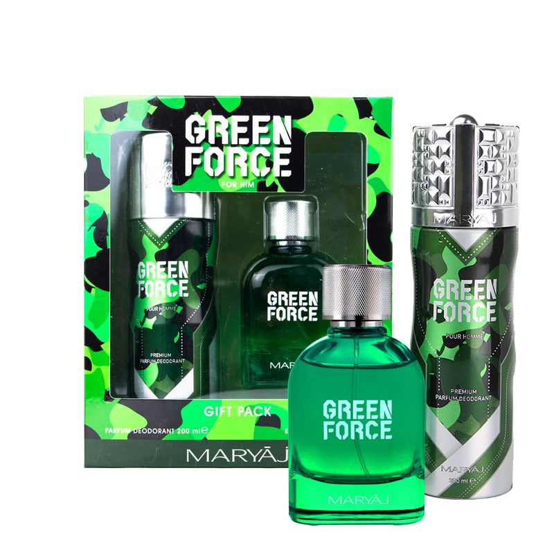 Maryaj Green Force Perfume Gift Set for Men (Eau de Parfum Spray 100ml + Body Spray 200ml)