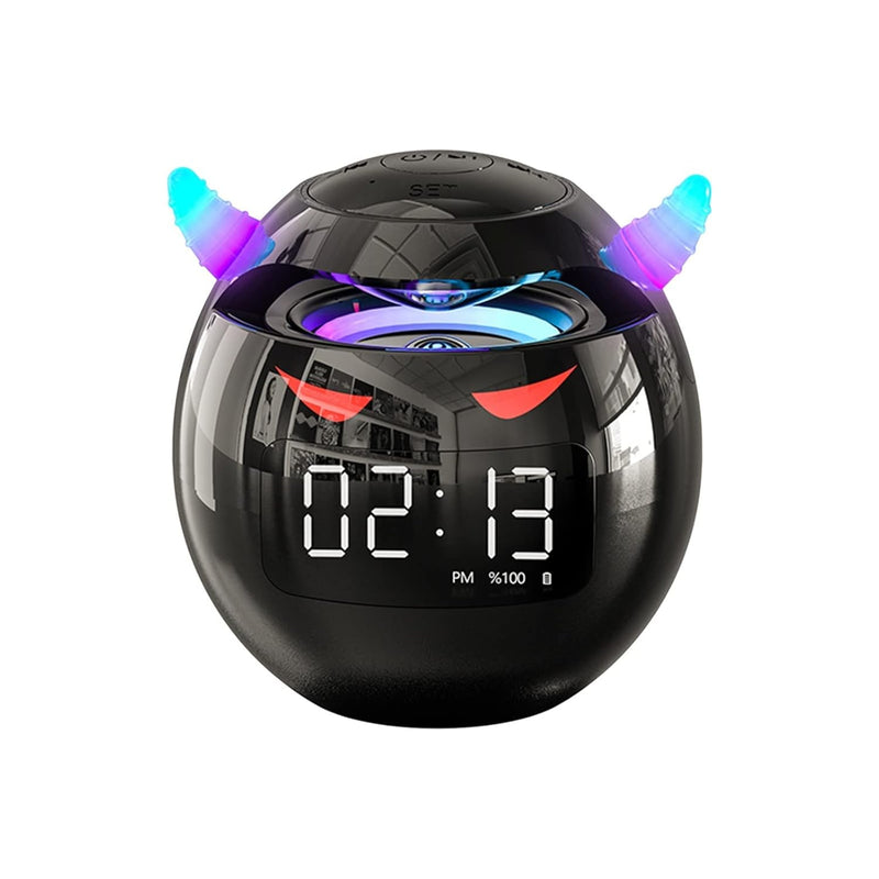 MAKINGTEC Wireless Bluetooth Speaker, Led Flash Portable Outdoor Bedside Kids Room Alarm Clock Subwoofer Music Tf Player with Microphone Hands-Free Call (Black)