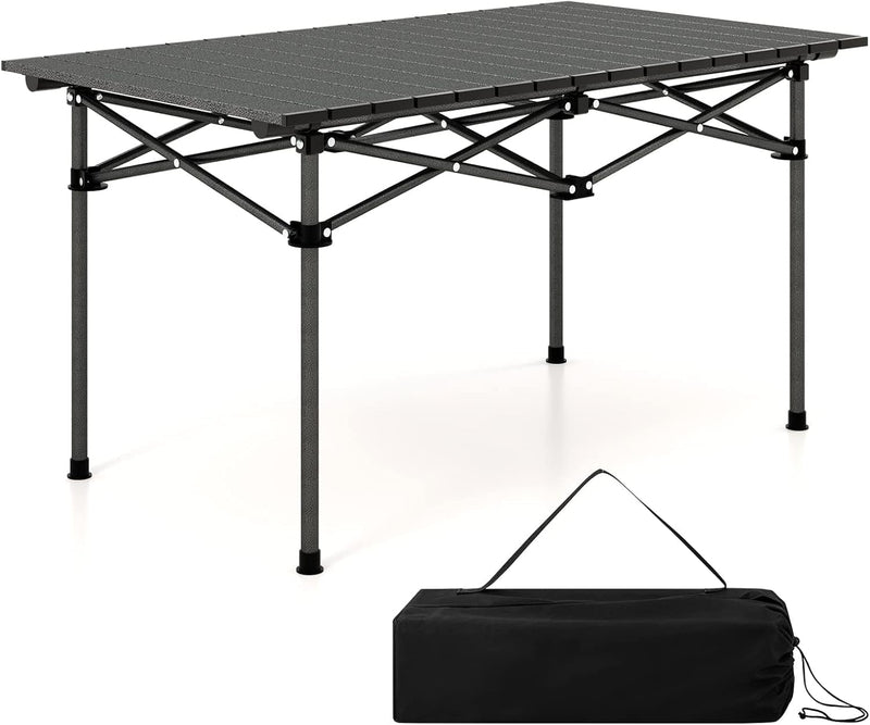 MOMENT Outdoor Camping Table Picnic Folding Table, Aluminum Portable Camping Picnic Table with Carry Bag for Cooking, Beach, Hiking, Fishing, Party BBQ, - (95x55x50cm)Black