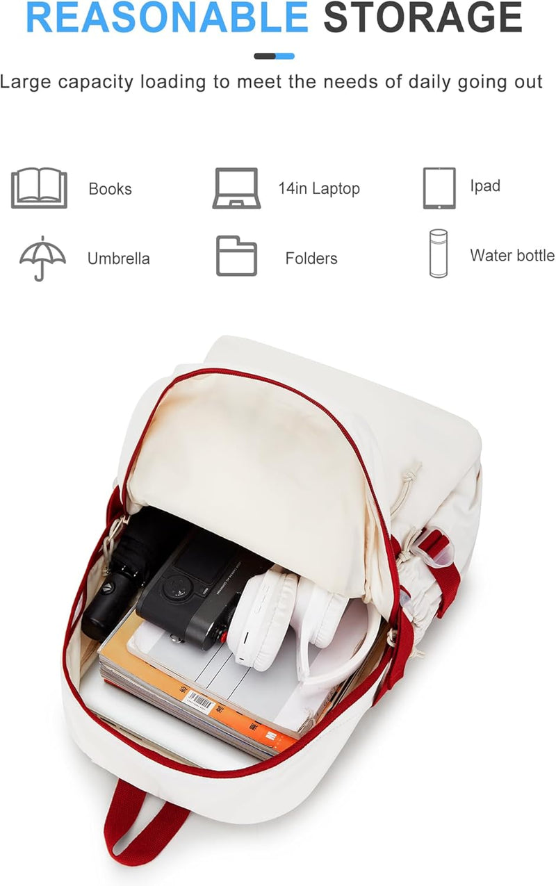 VECAVE Lightweight Casual Laptop Backpack Purse for Women,Travel Backpack with laptop compartment