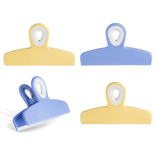 COOK WITH COLOR Chip Bag Clips Set of 4- Food Clips, 5 Inches Heavy Duty Chip Clips, Large Bag Clips for Food Storage with Air Tight Seal Grip for Bread Bags, Snack Bags and Food Bags (Yellow & Blue)