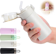Small Water Bottle with Straw, Mini Thermos Flask, for Hot and Cold Drinks, Leak-Proof Lid, Stainless Steel, One-Hand Open, 150ml, Portable for Coffee, Milk, Juice, White