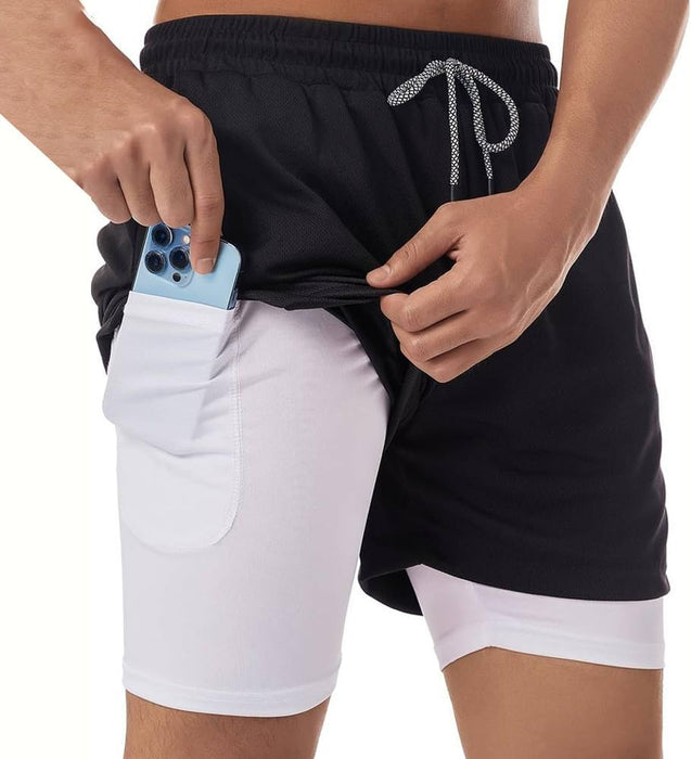 VITION Gym Shorts for Men, Men's Activewear Running Shorts,Drawstring Gym Shorts Men, 2 Layer Loose Athletic Shorts with 4 Pockets
