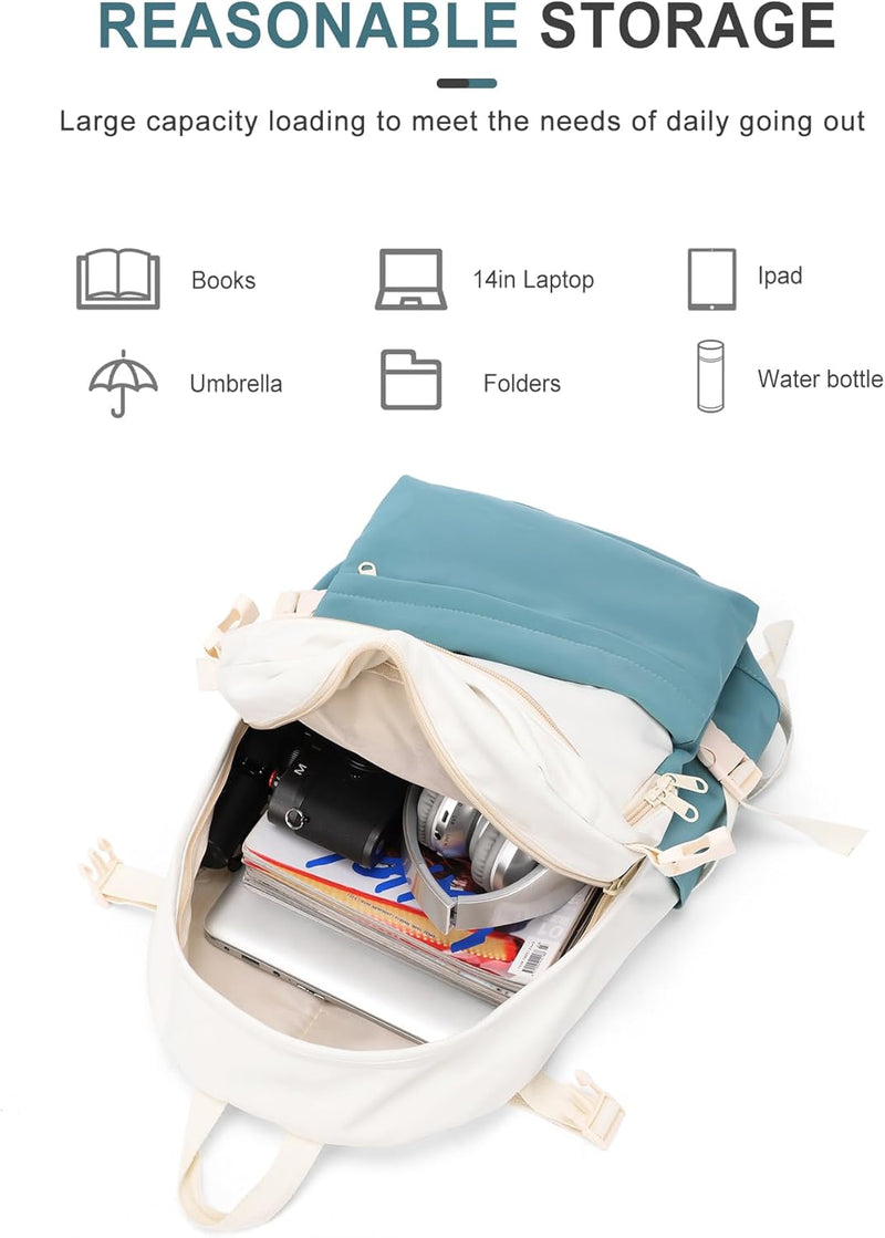 VECAVE Lightweight Casual Laptop Backpack Purse for Women,Travel Backpack with laptop compartment