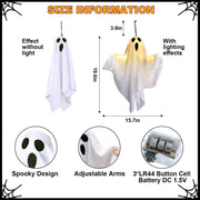 Light up Ghost,Hanging Ghosts Light up Kit Decor Warm LED Ghost Light Indoor Bedroom Wall Outdoor Fall Party Garden Patio Front Porch Yard Scary Cute Halloween Ghost Decor Gifts