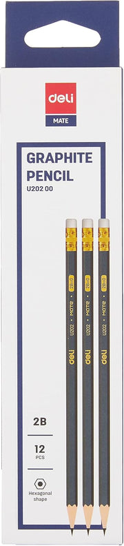 2B Graphite Pencil with Eraser 12 Pieces, Dark Blue (Pack of 2)