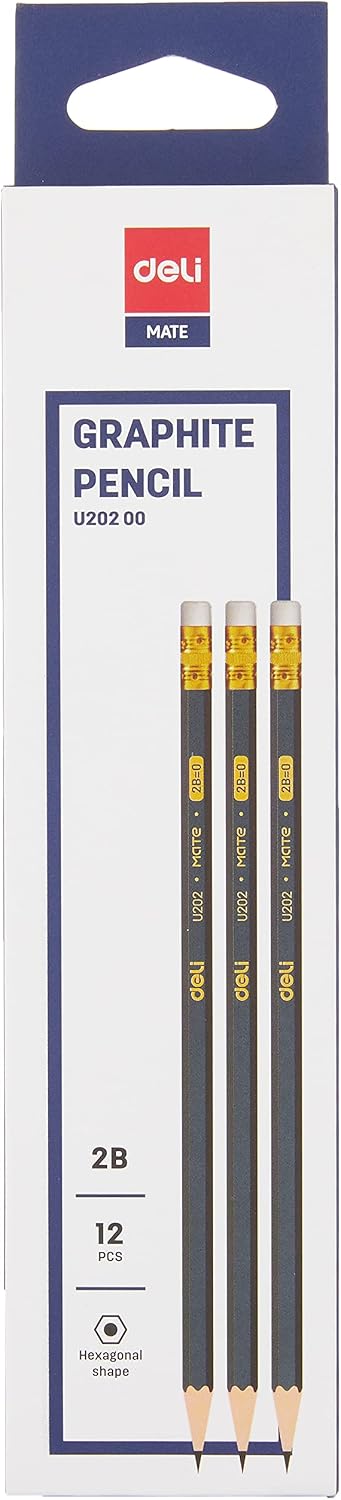 2B Graphite Pencil with Eraser 12 Pieces, Dark Blue (Pack of 2)