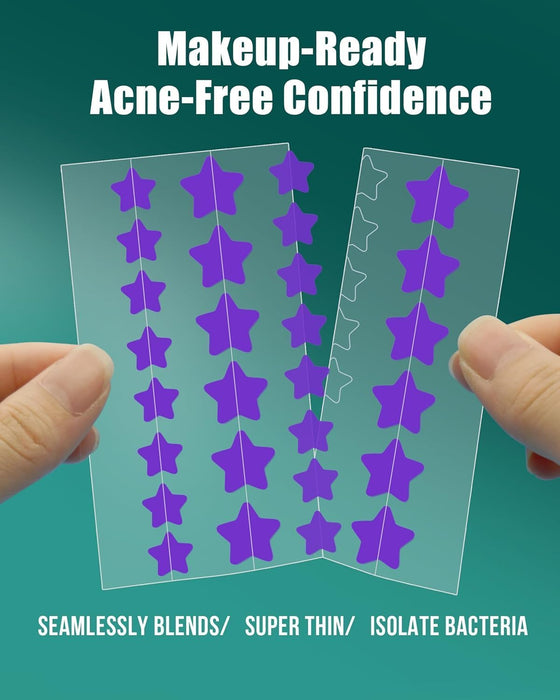Azonee Pimple Patches for Face, Hydrocolloid Acne Patches Cute Star Zit Covers Spot Cover Stickers 180 Pcs with Tea Tree Salicylic Acid Natural Green Algae Extract Blemish Spot Stickers, 5 Styles