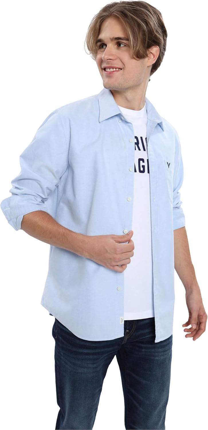 American Eagle Mens AE Everyday Oxford Button-Up Shirt Classic