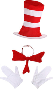 Dr. Seuss Cat in the Hat Costume Accessory Kit with Gloves and Bowtie for Kids