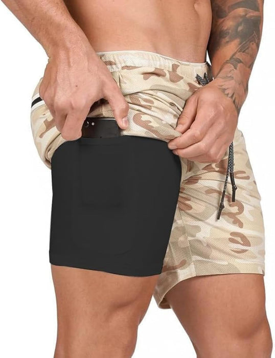BananHome Men's 2 in 1 Running Shorts Gym Workout Quick Dry Mens Shorts Mens Athletic Shorts with Towel Loop and Phone Pocket