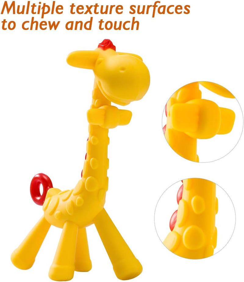 SHARE&CARE BPA Free Silicone Fruit Baby Teether Toy with Storage Case, for 3 Months Above Infant Sore Gums Pain Relief (5 Fruits)