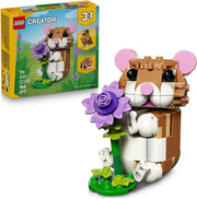 Creator 3in1 Cute Hamster with a Flower Toy - Animal Figure Transforms into a Hedgehog or Eagle - DIY Room Decor Idea - Birthday Gift for 7+ Year Old Girls & Boys - 31376