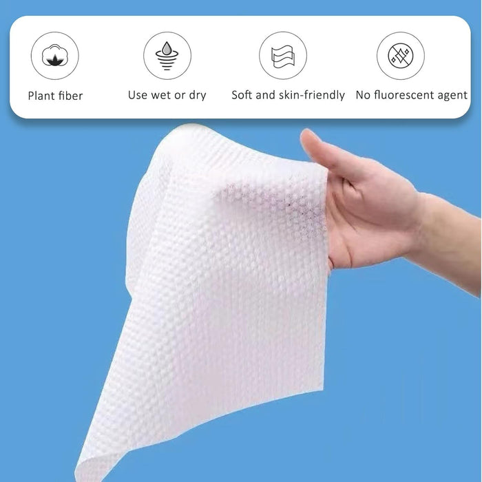 KASTWAVE Face Clean Towels, 100 Count Disposable Soft & Thick Facial Tissue, Biodegradable Dry Wipes for Sensitive Skin, Lint Free Dual Texture Face Towelettes for Cleansing, Skincare, Makeup Remover