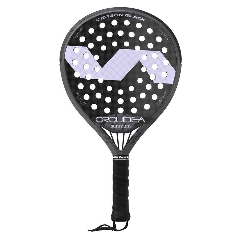 Varlion Padel Racket LW Summum Carbon Black Orquidea, Round Shape for Intermediate Professional Control with Carbon-Fiberglass Face & Medium EVA Core