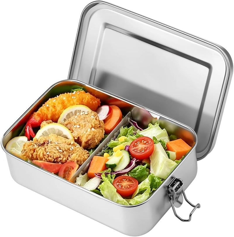 HASTHIP Stainless Steel Bento Box 850ml, Leak-Proof Lunch Box with Removable Compartment, Durable Portable Food Container for Kids and Adults, Dishwasher Safe Meal Prep Storage