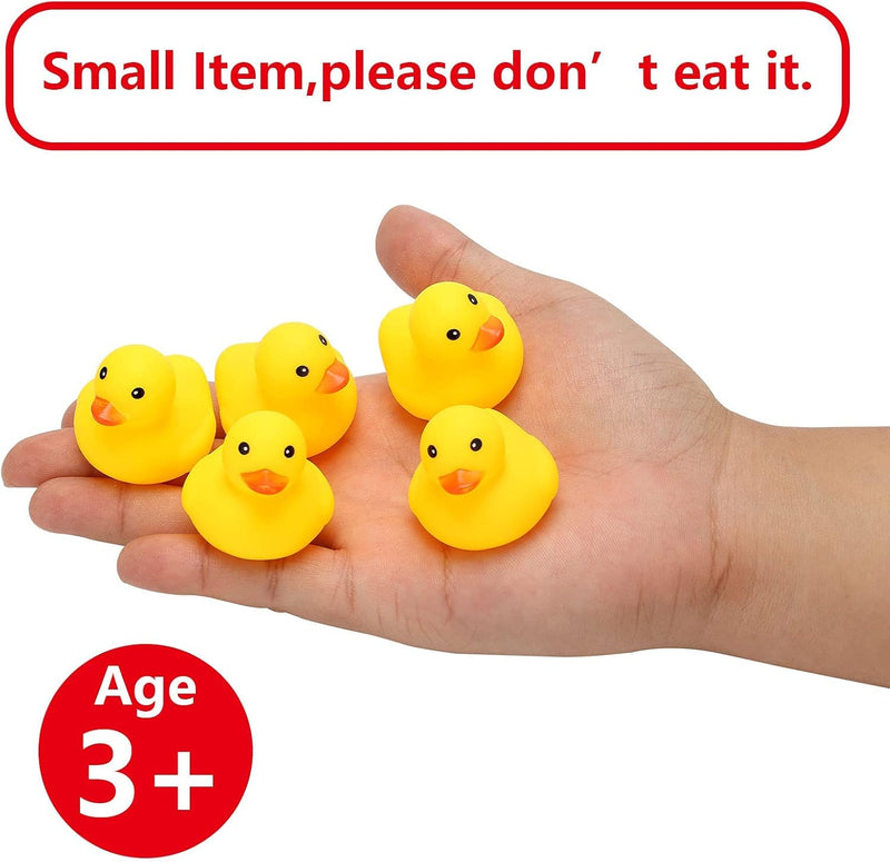 50pcs 1.6x1.5x1.4 Inch Rubber Ducks, Float and Squeak Bath Duck Toys Cute Rubber Ducks for Baby Shower Birthday Party Supplies