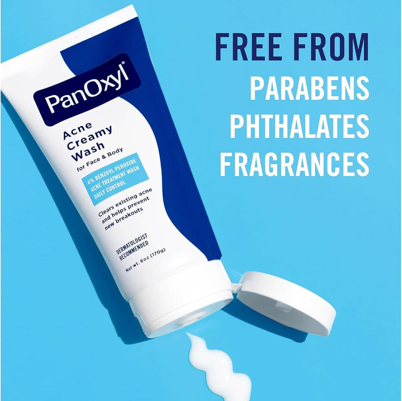 â Creamy Acne Wash with 4% Benzoyl Peroxide Reduces Blemishes and Exfoliates Skin Cells â 6 oz (3 Pack)