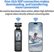 4K Pocket Sports Camera with WiFi & Touch Screen 270 Rotating Vlogging Cam, Time Lapse, Loop Recording, Built-in Mic & Speaker, 128GB TF Card Support Handheld Mini Video Camera for Travel & Vlog
