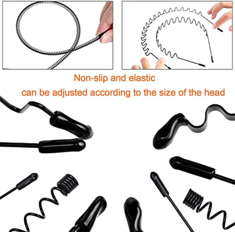 McMola Mens Hair Band Sports Hair Bands for Men, Non-Slip Sports Fashion Headband, Metal Hair Band for Men, Hair Hoop for Outdoor Sports, Weddings,Daily Wear (6 Pieces)