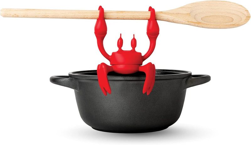 Red the Crab Silicone Utensil Rest, Kitchen Gifts, Silicone Spoon Rest for Stove Top, Heat-Resistant Kitchen and Grill Utensil Holder, Non-Slip Spoon Holder Stove Organizer, Steam Releaser