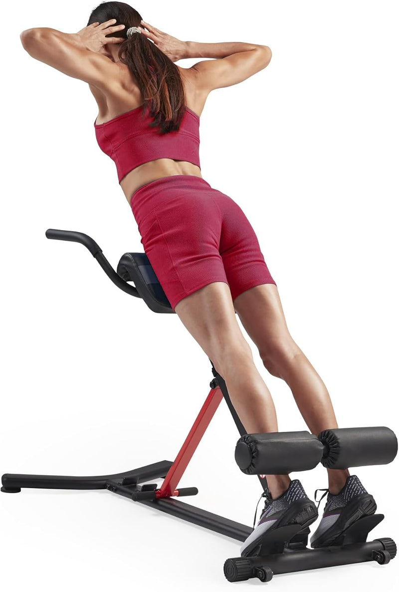 Sunny Health & Fitness Foldable Hyperextension Roman Chair W/Back Extension, Home Gym Sit Up Bench for Glute & Ab Workouts, Optional Adjustment Incline & Multi-Function Heavy-Duty Exercise Equipment - 02 Multi Function Roman Chair