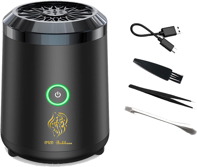Ocean's Portable Electronic Bakhoor Burner,Mini Incense Burner Bakhoor, Rechargeable USB Aroma Diffuser,Car Incense burner Electric Arabic Incense Holder Muslim Home Decoration