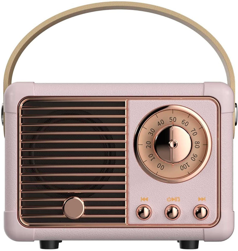 Baolira Retro Bluetooth Speaker, Portable Wireless Speaker with Crystal Clear Stereo Sound Rich Bass, Best Birthday Gifts Ideas for Women Teenage (Pink)