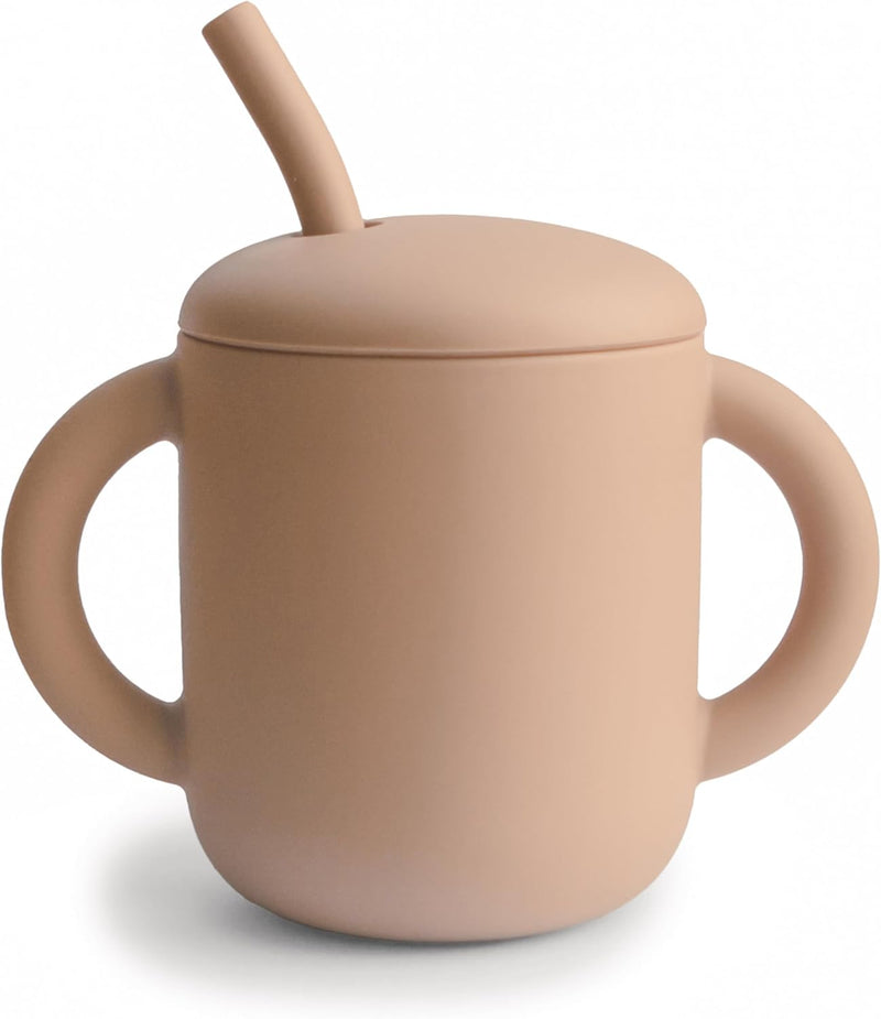 Silicone Training Cup + Straw Blush - Natural