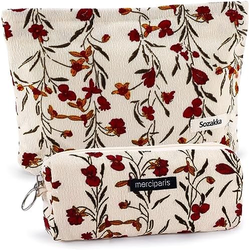 ZLFSRQ 3Pcs Checkered Makeup Bag for Women Large Cosmetic Bag Set Travel Toiletry Bag Makeup Pouch Bag for Purse Pink Zipper Storage Bag Organizer Cute Small Aesthetic Girls Car Essentials Bag