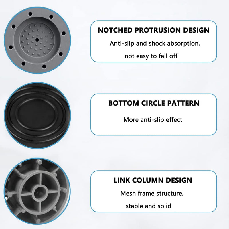ZEACCT Washing Machine Feet Pads, Anti Vibration Mat,Rubber Feet Pad, Anti-slip Pad, Shock Absorber, Non-slip Fixed Anti-deviation, Used for Washer and Dryer, Reduce Noise, Anti Slip, Protect Floor