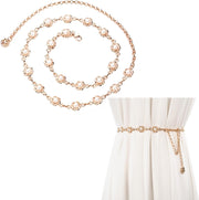 Pearl Waist Chain Belt, Metal Belly Chain Belts, Adjustable Pearls Body Chains, Dresses Jeans Skirts Pants, Jewelry Accessories