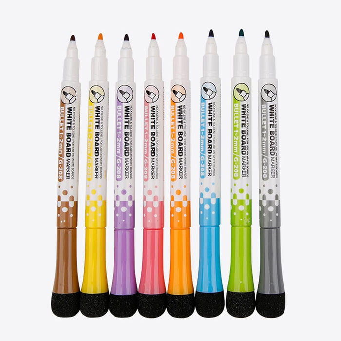 ECVV 8 Pack Whiteboard Pens Dry Erase Magnetic Whiteboard Markers Easy to Wipe Meeting Pen with Eraser Cap for Writing on Whiteboards, Glass, Mirror