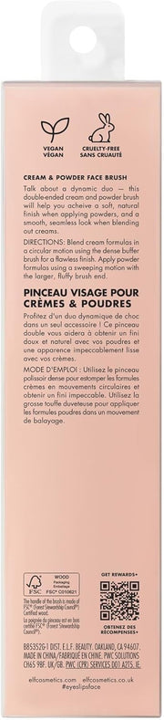 e.l.f. Dual-Ended Cream + Powder Brush, Two-in-One Makeup Brush for a Beautiful, Airy Complexion, Vegan & Cruelty Free