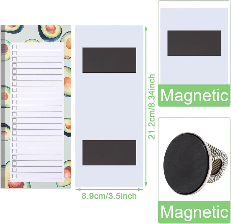 Magnetic Shopping List Pad and Pen Clip, 150 Tear Off Sheets, Grocery List Notepad with Pen Holder for Fridge (3 List Pad and 1 Pen Clip)