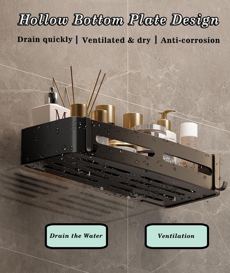StarFarr Adhesive Shower Caddy,2 Pack Air Aluminium Rustproof Organizers With Large Capacity,Rotate or paste Rustproof Shelves Rack,No Drilling Shelves for Bathroom Storage & Home Decor