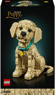Icons Golden Retriever Puppy 11384 Animal Figure Building Set for Adults, Collar & Medallion Details, Shelf or Desk Decor, Crafts Gift Idea, 2,102 Pieces