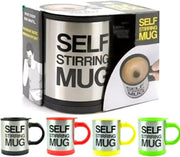 Self Stirring Mug- Reusable Auto Mixing Cup with Travel Lid for Protein Mix, Bulletproof Coffee, Chocolate Milk, Hot Cocoa (GREEN)