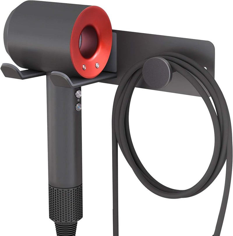 Hair Dryer Holder Wall Mounted, New Upgrade Stainless Steel Self Adhesive Blow Dryer Holder Rack for Dyson Supersonic Hair Dryer,Black - Black