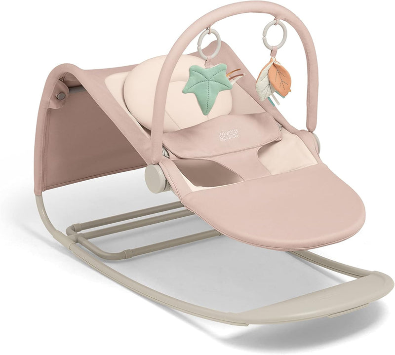 Mamas & Papas Tempo 3-in-1 Rocker/Bouncer, Lightweight, 3-Point Harness and Easily Removable Magnetic Toy Bar, Blush